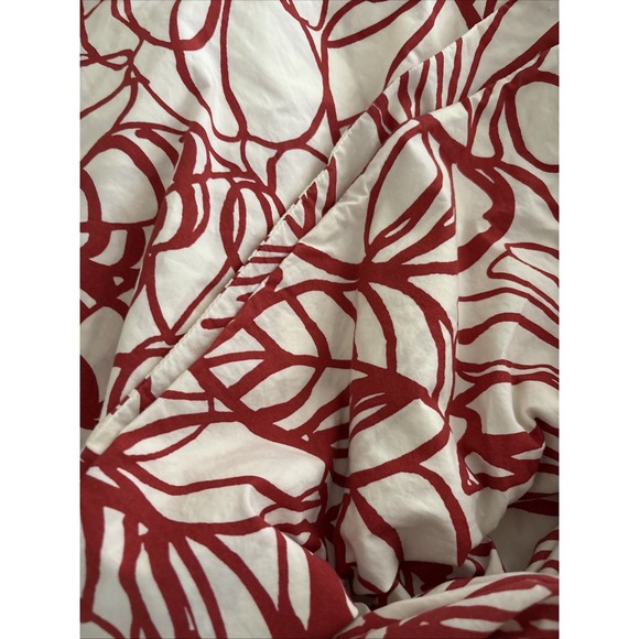 West Elm Red Orange Queen Size Botanical Print Bedding Duvet & 4 Shams Case Set - Picture 3 of 10